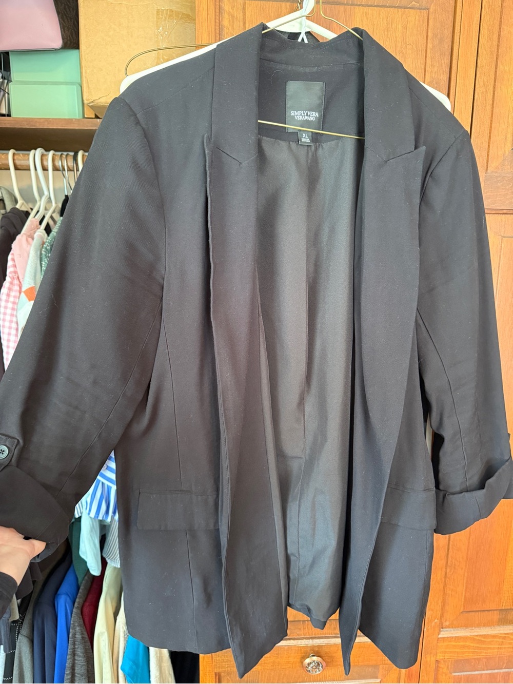 Simply Vera Vera Wang Black Lightweight Open-Front Blazer Jacket
